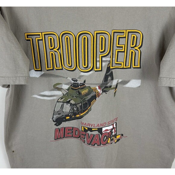 Vintage Y2K Maryland State Medvac Graphic T-Shirt / Beige / Size XL - Picture 2 of 7